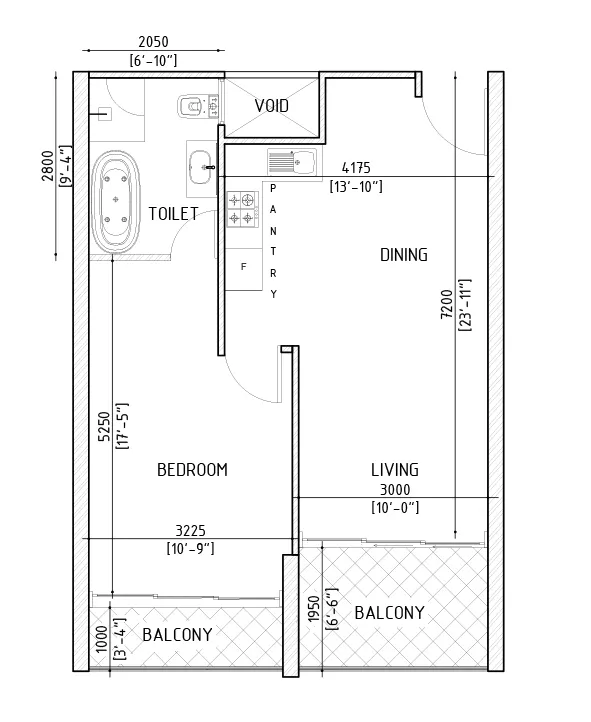1BR Tower A floor plan