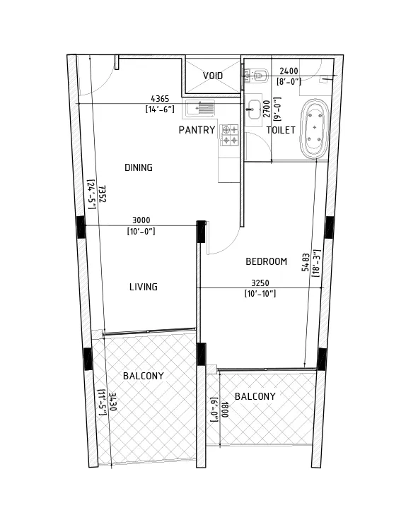 1BR Tower B | C floor plan