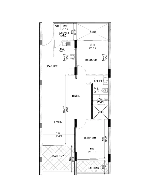 2BR Tower A | B | C floor plan